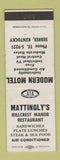 Matchbook Cover - Mattingly's Motel Restaurant Sebree KY