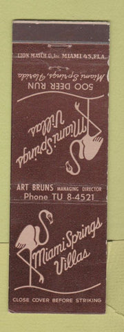 Matchbook Cover - Miami Springs Villas FL flamingo