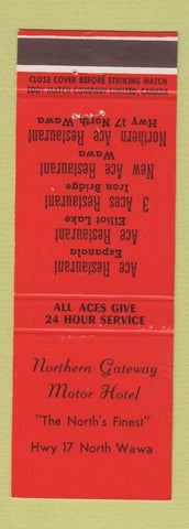 Matchbook Cover - Northern Gateway Motor Hotel North Wawa ON