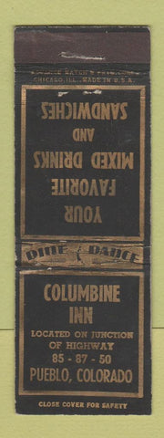 Matchbook Cover - Columbine Inn Pueblo Colorado ADVANCE WEAR