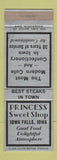 Matchbook Cover - Princess Sweet Shop Iowa Falls IA SAMPLE