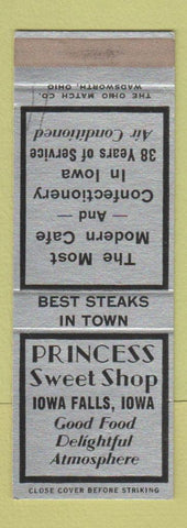 Matchbook Cover - Princess Sweet Shop Iowa Falls IA SAMPLE