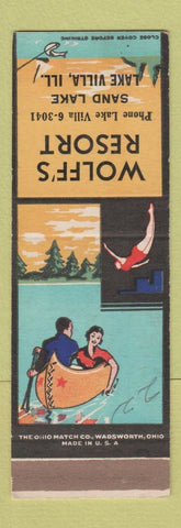 Matchbook Cover - Wolff's Resort Lake Villa IL SAMPLE