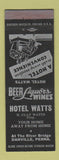 Matchbook Cover - Hotel Watts Danville PA
