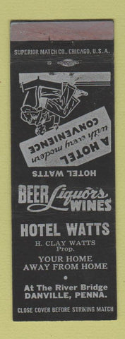Matchbook Cover - Hotel Watts Danville PA