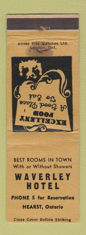 Matchbook Cover - Waverly Hotel Hearst ON STAINED