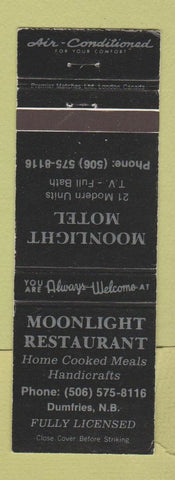 Matchbook Cover - Moonlight Motel Restaurant Dumfries NB