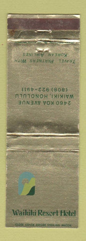 Matchbook Cover - Waikiki Resort Hotel Honolulu Hawaii WEAR