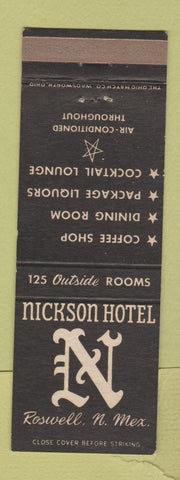 Matchbook Cover - Nickson Hotel Roswell NM