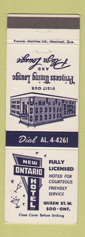 Matchbook Cover - New Ontario Hotel Sault Ste Marie ON