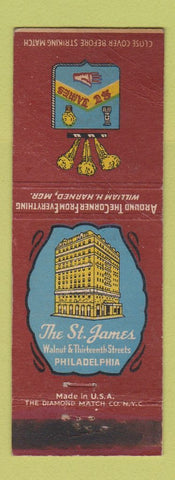 Matchbook Cover - St James Hotel Philadelphia PA WORN