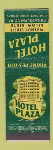 Matchbook Cover - Hotel Plaza Philadelphia PA feature