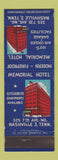 Matchbook Cover - Memorial Hotel Nashville TN