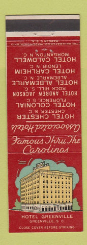 Matchbook Cover - Hotel Greenville SC