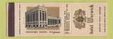 Matchbook Cover - Hotel Warwick Newport News VA WEAR