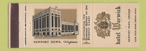 Matchbook Cover - Hotel Warwick Newport News VA WEAR