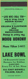 Matchbook Cover - Lake Bowling Folsom CA anchor Room green