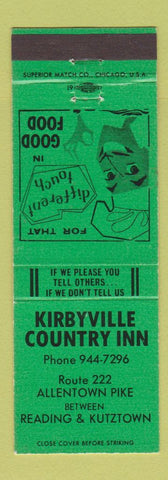 Matchbook Cover - Kirbyville Country Inn PA GREEN