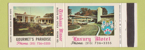 Matchbook Cover - Trunkaus Manor Utica NY
