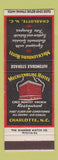 Matchbook Cover - Mecklenburg Hotel Charlotte NC