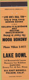 Matchbook Cover - Lake Bowling Folsom CA anchor Room orange