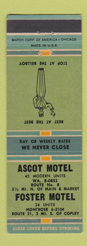 Matchbook Cover - Ascot Moitel Foster Motel Montrose?