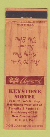 Matchbook Cover - Keystone Motel New Cumberland PA