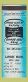 Matchbook Cover - Saphire Motel Kyle SK