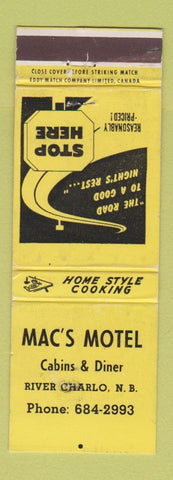 Matchbook Cover - Mac's Motel River Charlo NB WEAR