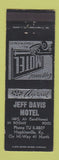 Matchbook Cover - Jeff Davis Motel Hopkinsville KY