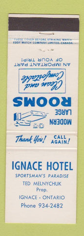 Matchbook Cover - Ignace Hotel Ignace ON
