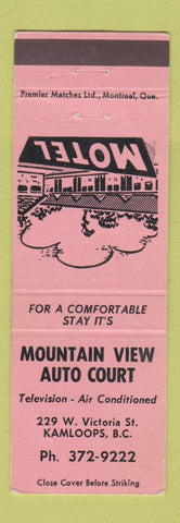 Matchbook Cover - Mountain View Auto Court Motel Kamloops BC WEAR