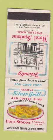 Matchbook Cover - Hotel Spokane WA Silver Grill
