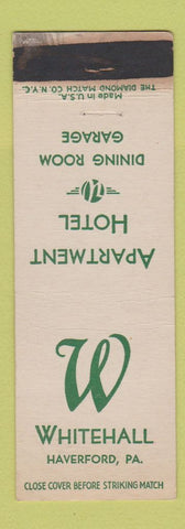 Matchbook Cover - Whitehall Hotel Haverford PA