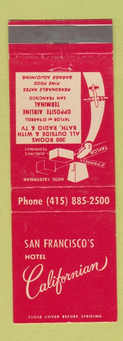 Matchbook Cover - Hotel Californian San Francisco CA
