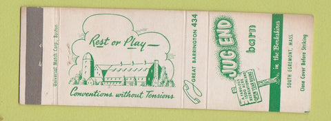 Matchbook Cover - Jug End Barn South Egremont MA