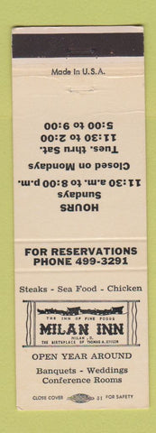 Matchbook Cover - Milan Inn Milan OH Thomas Edison