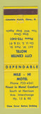 Matchbook Cover - Mile Hi Motel City Center  Butte MT