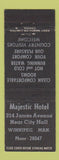 Matchbook Cover - Majestic Hotel Winnipeg MB