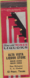 Matchbook Cover - Alta Vista Liquor El Paso TX CREASE