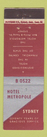 Matchbook Cover - Hotel Metropole Sydney Australia