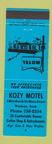 Matchbook Cover - Kozy Motel Wadena SK BLUE