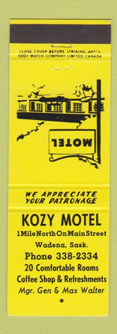 Matchbook Cover - Kozy Motel Wadena SK YELLOW