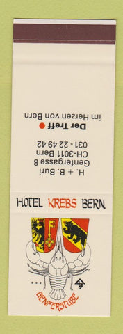 Matchbook Cover - Hotel Krebs Burns Genfergasse Switzerland SAMPLE