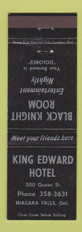 Matchbook Cover - King Edward Hotel Niagara Falls ON Black Knight Room