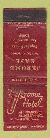 Matchbook Cover - Jerome Hotel St Joseph MO Cafe WORN