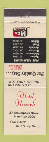 Matchbook Cover - Motel Newark Hamilton Australia WEAR