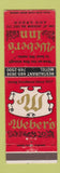 Matchbook Cover - Weber's Inn Restaurant Motel Ann Arbor MI
