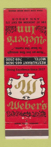 Matchbook Cover - Weber's Inn Restaurant Motel Ann Arbor MI