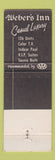 Matchbook Cover - Weber's Inn Restaurant Motel Ann Arbor MI